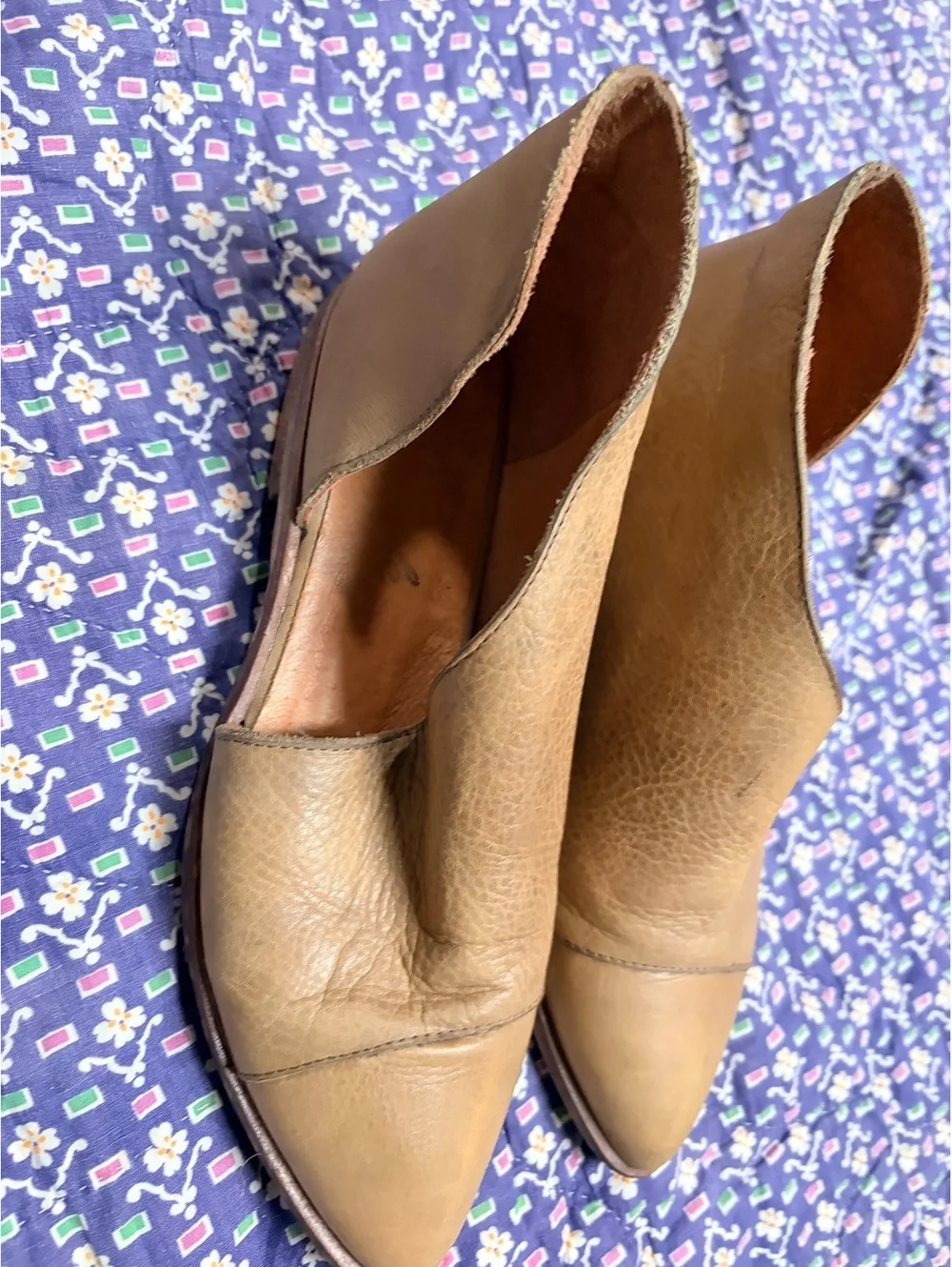 Free People Royale Flat Leather D'Orsay Ankle Shoes - Made in Spain
